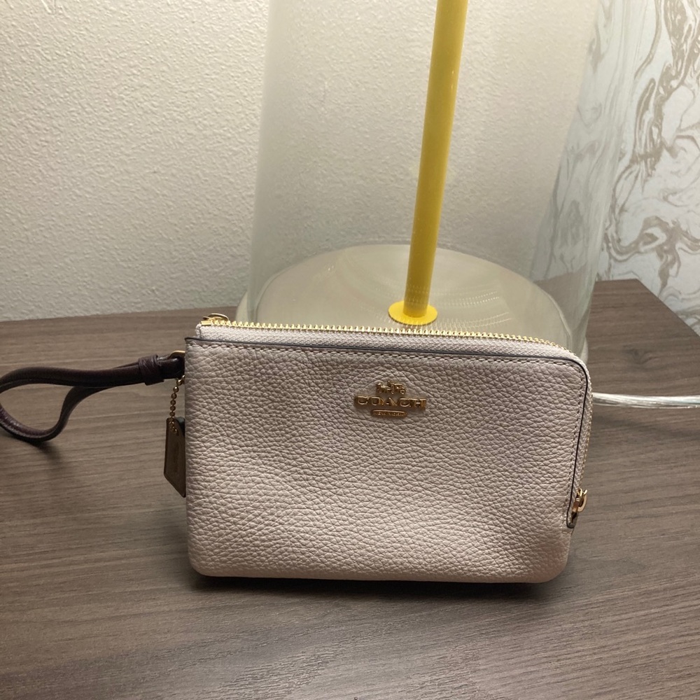 Coach wristlet double zipper